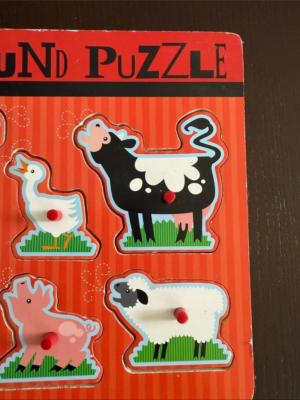 Melissa & Doug Red and Orange Farm Animal Sound Puzzle